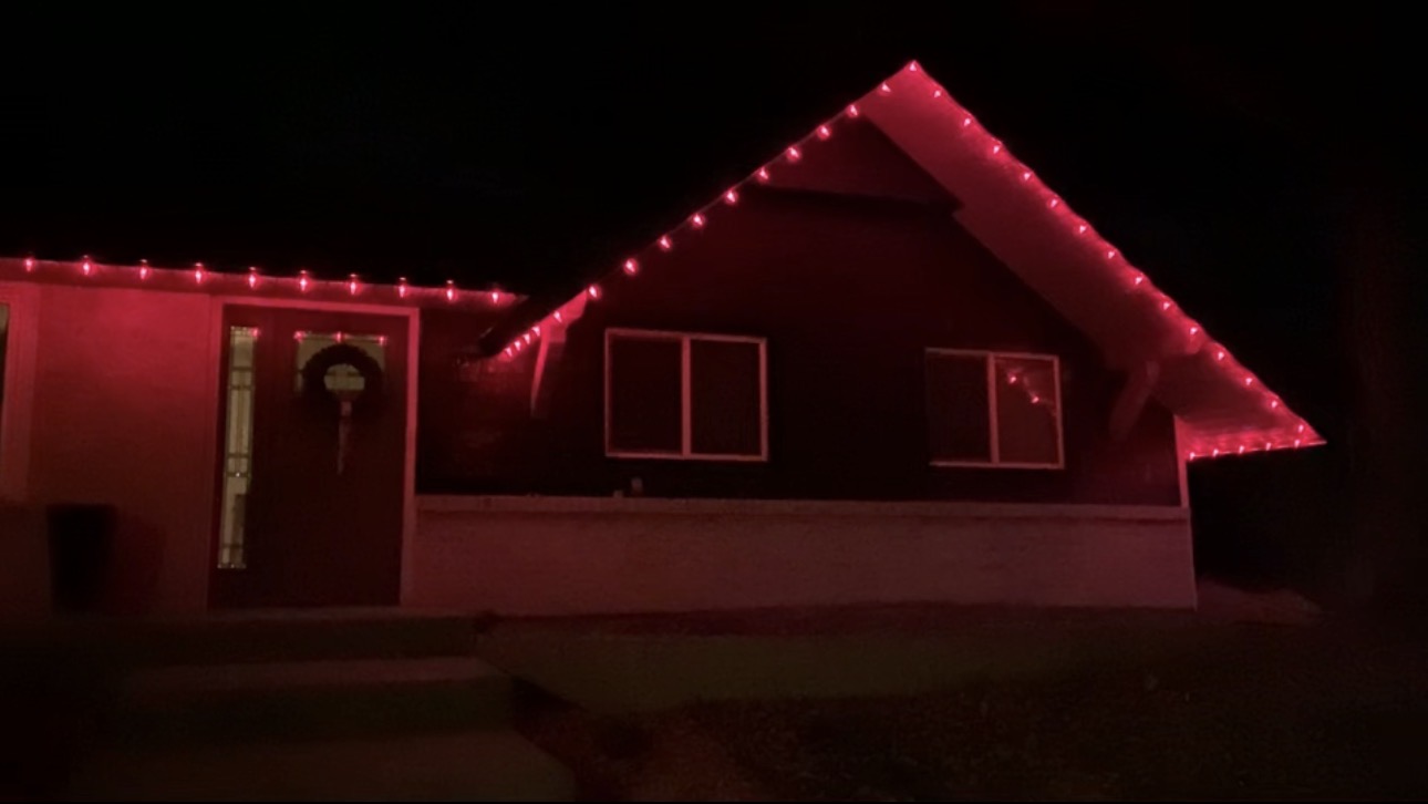Same house with all-red RGBW C9 Christmas lights